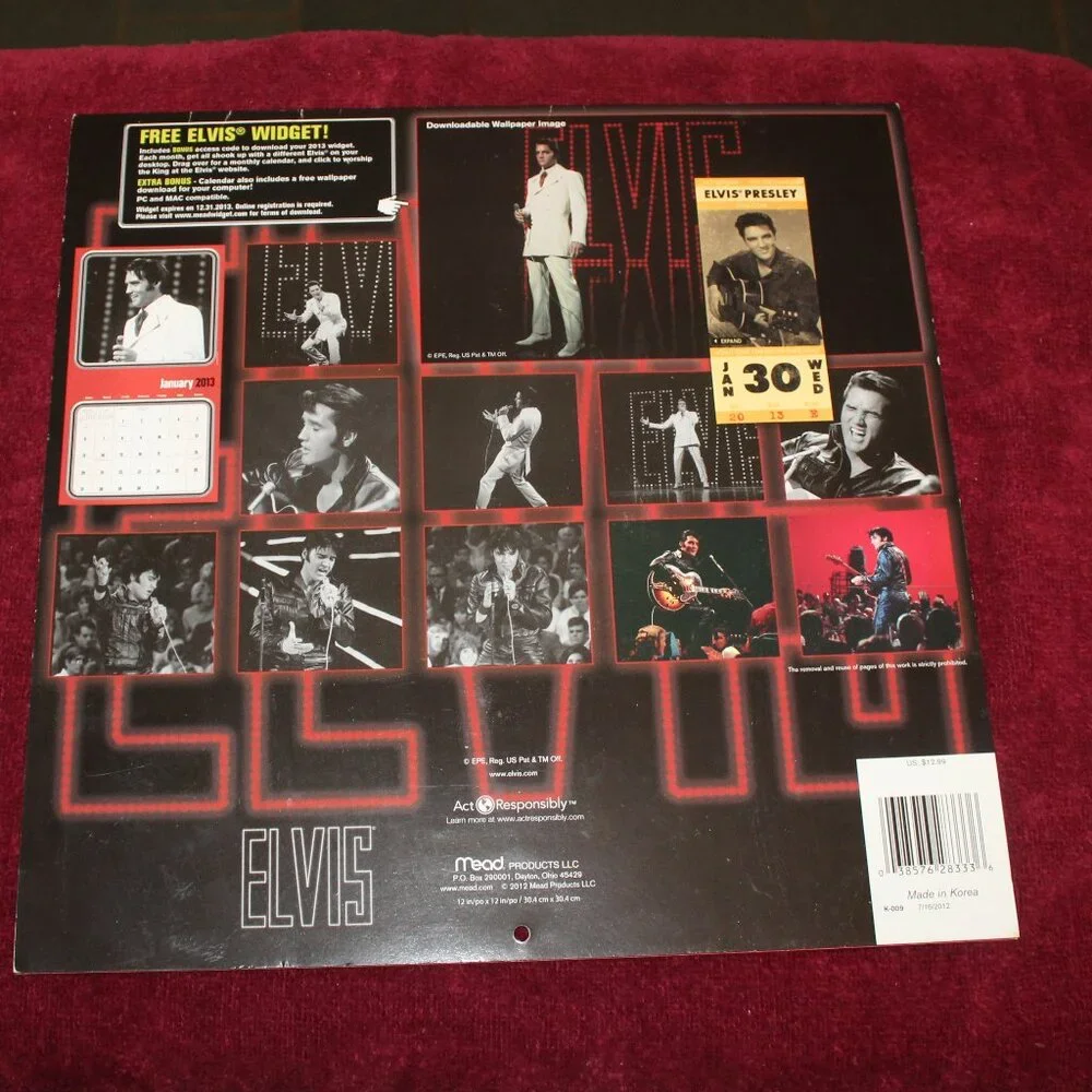A 16-Month Elvis 2013 Calendar Signature Product